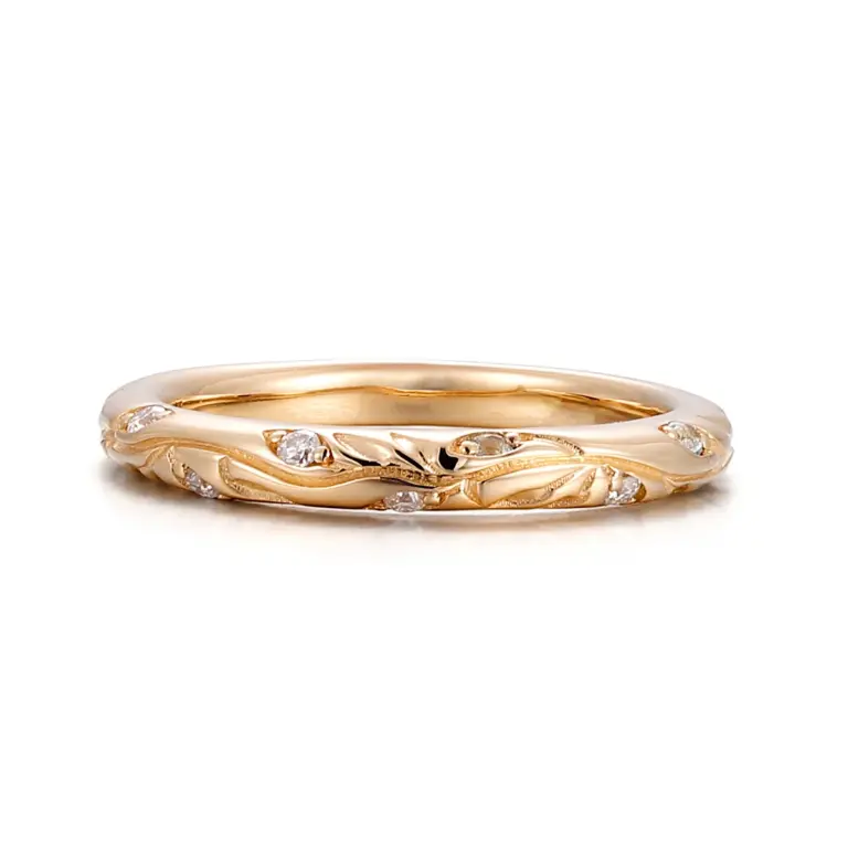 14k gold round blue lab grown sapphire eternity ring 1