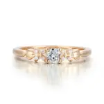 14k gold round green lab grown sapphire side stone engagement ring 1