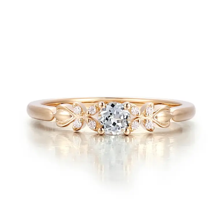 14k gold round green lab grown sapphire side stone engagement ring 1