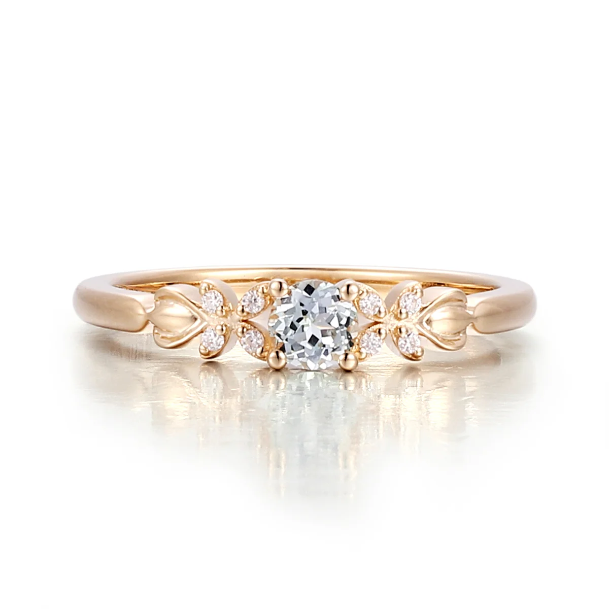 14k gold round green lab grown sapphire side stone engagement ring 1 14k gold round green lab grown sapphire side stone engagement ring 1