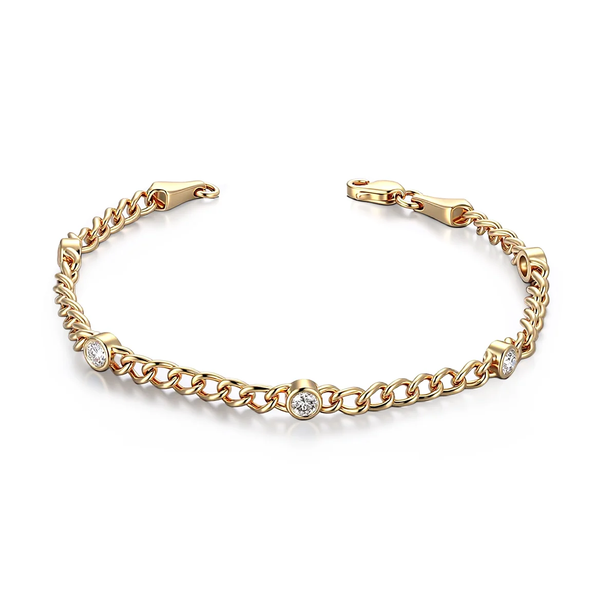 14k gold round lab grown diamond chain bracelet 1 14k gold round lab grown diamond chain bracelet 1