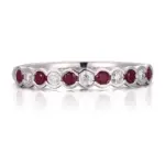 14k gold round red lab grown ruby eternity ring 1