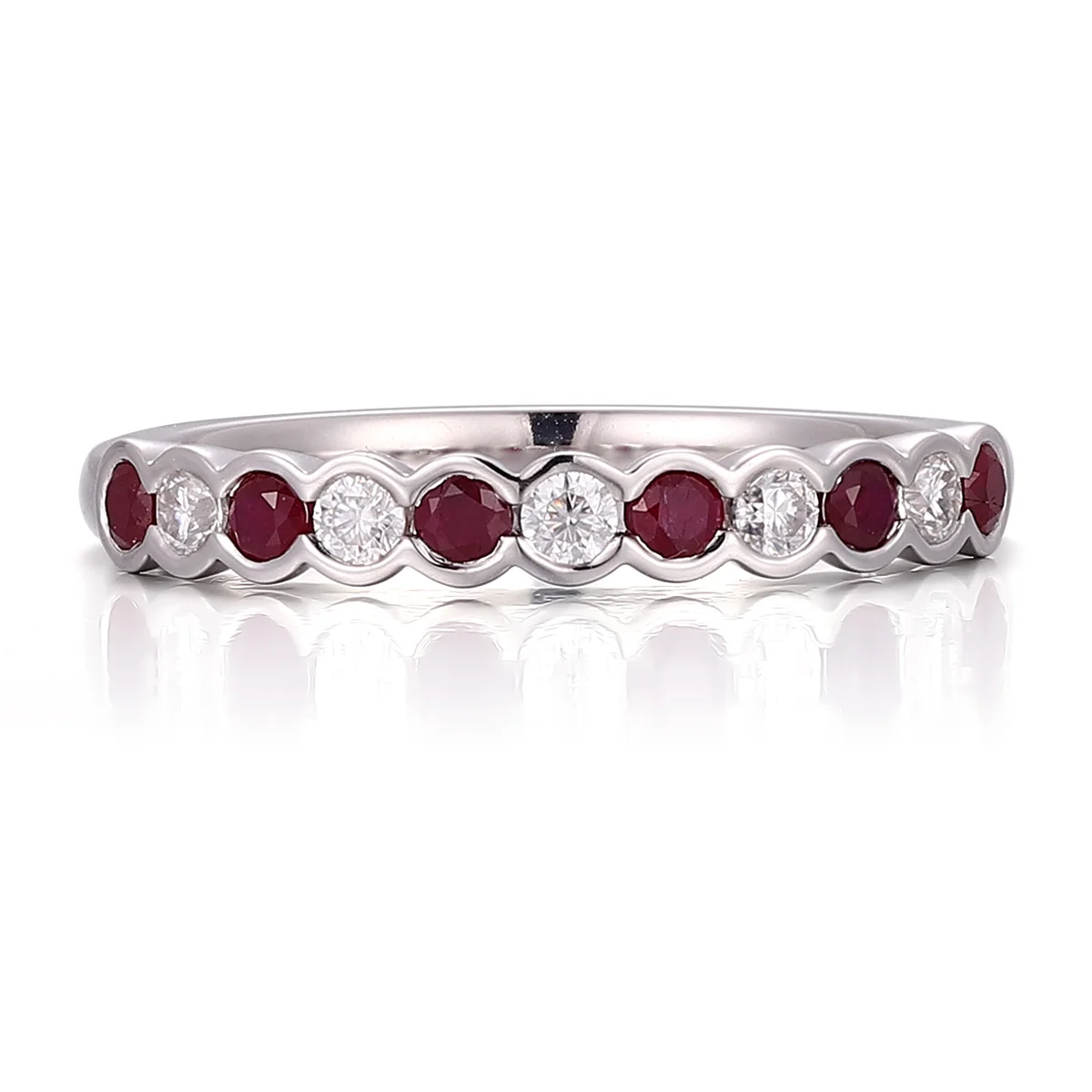 14k gold round red lab grown ruby eternity ring 1 14k gold round red lab grown ruby eternity ring 1