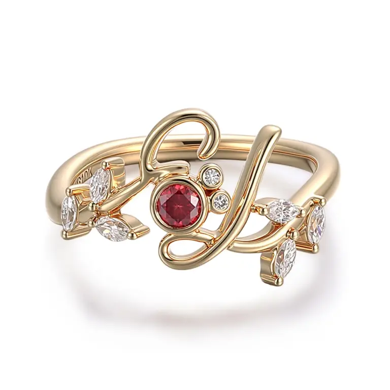 14k gold round red lab grown ruby split shank engagement ring 1