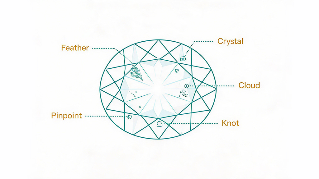 Diagram showing common locations of different diamond inclusions