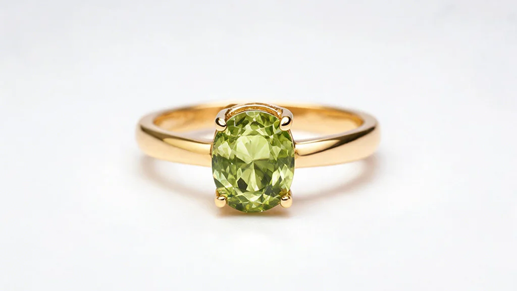 Peridot gemstone set in a yellow gold ring
