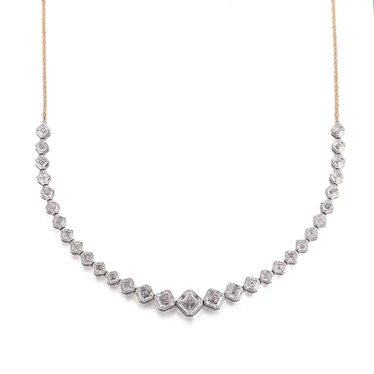 Collar con dije de diamante cultivado en laboratorio Asscher de oro de 10k 1