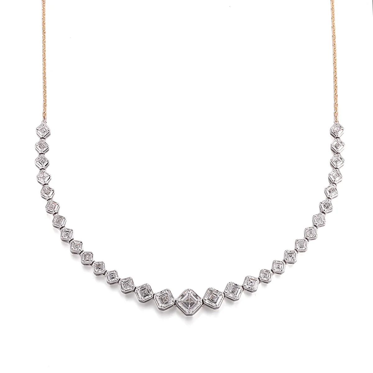 10k gold asscher lab grown diamond charm necklace 1 10k gold asscher lab grown diamond charm necklace 1