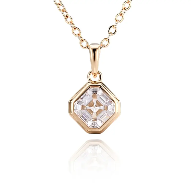 Collar con colgante de diamante cultivado en laboratorio Asscher de oro de 10k 1
