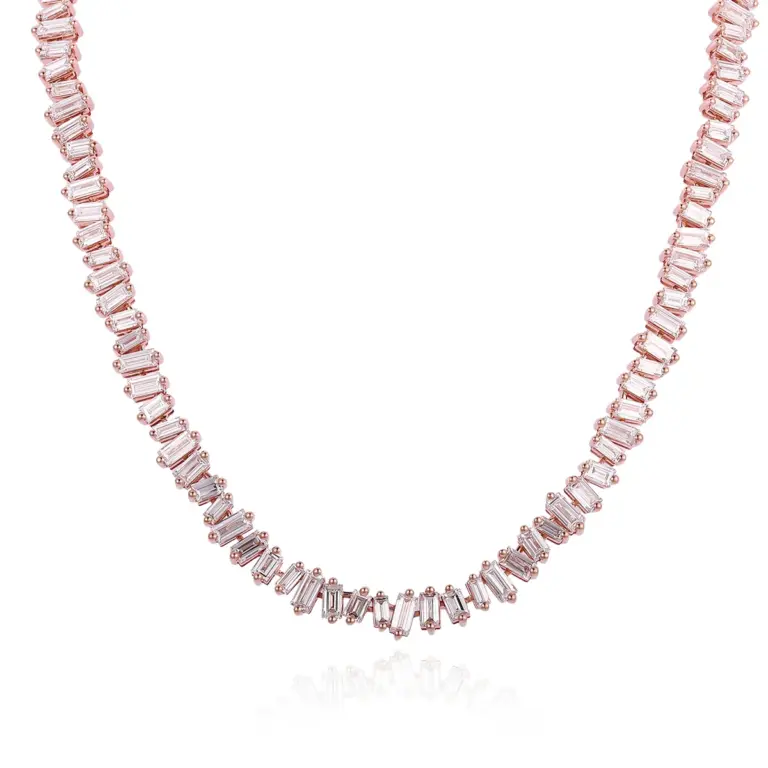 Collar de tenis de diamantes baguette cultivados en laboratorio de oro de 10k 1