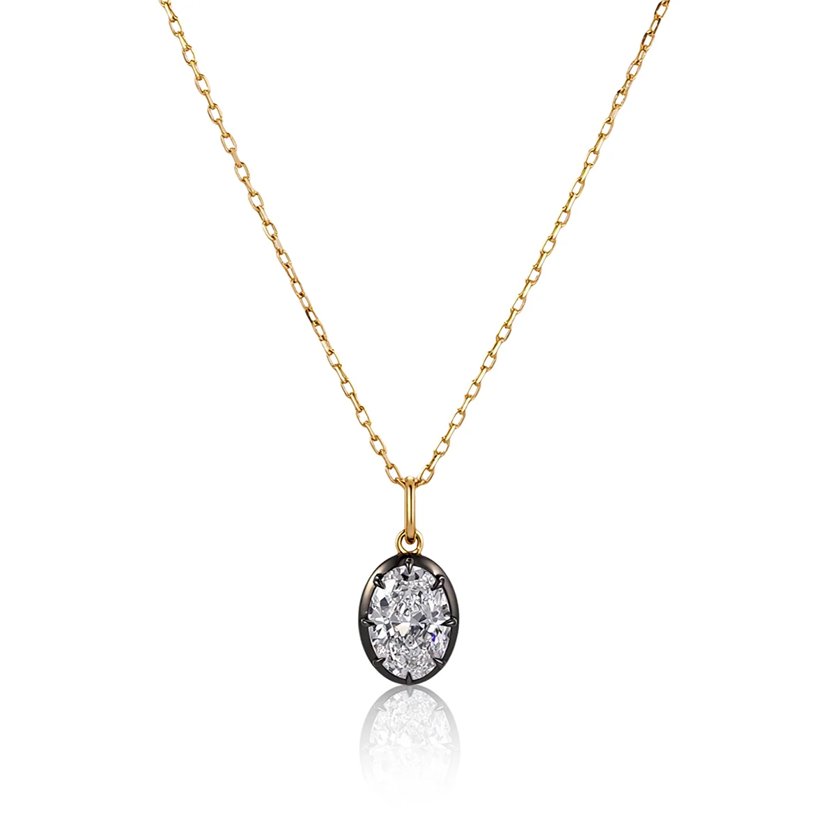 14k black gold 1ct oval diamond pendant necklace 1 14k black gold 1ct oval diamond pendant necklace 1