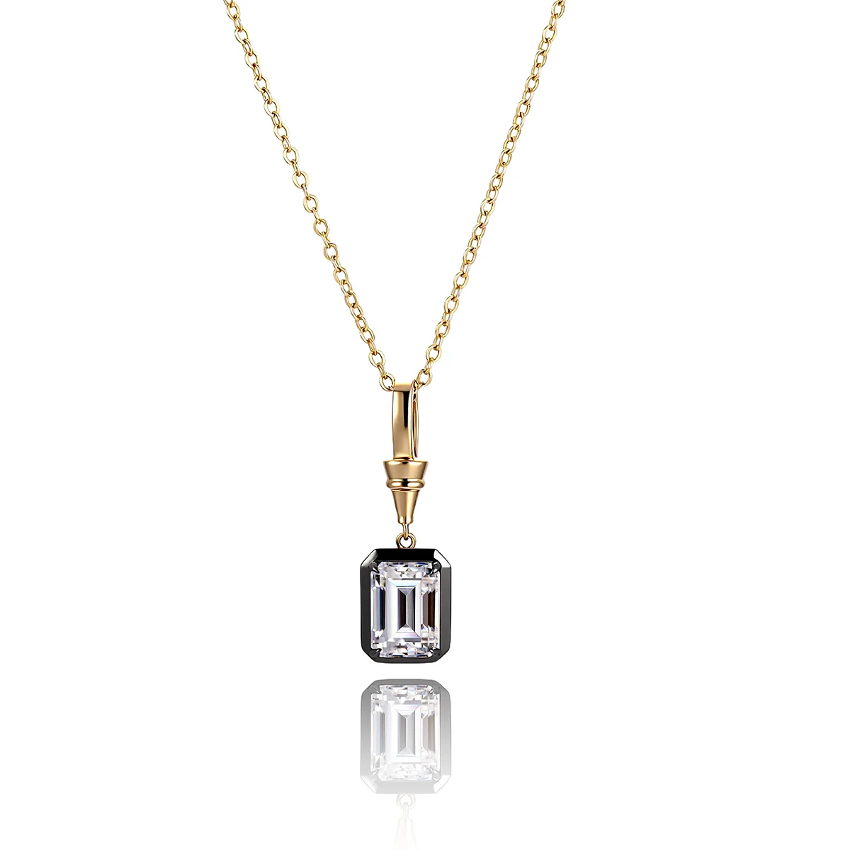 14k black gold 2ct emerald cut diamond statement pendant necklace 1 14k black gold 2ct emerald cut diamond statement pendant necklace 1