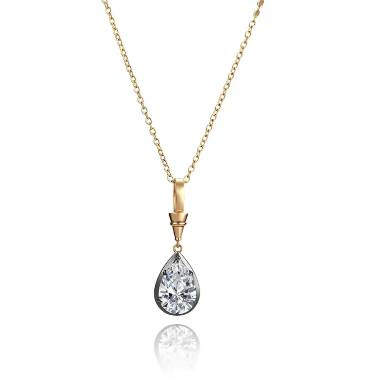 14k black gold 3ct pear diamond pendant necklace 1