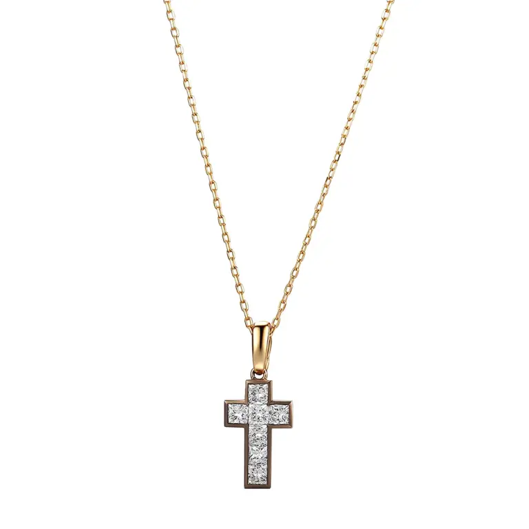 14k black gold princess cut diamond cross pendant necklace 1