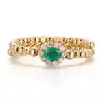 14k gold 0 17ct oval emerald flexible halo ring 1