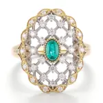 14k gold 0 19ct oval emerald halo ring 1