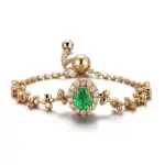 14k gold 0 25ct oval emerald fairy chain ring 1