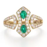 14k gold 0 29ct pear emerald water drop halo ring 1