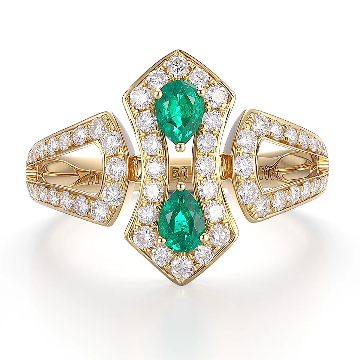 14k gold 0 29ct pear emerald water drop halo ring 1 14k gold 0 29ct pear emerald water drop halo ring 1