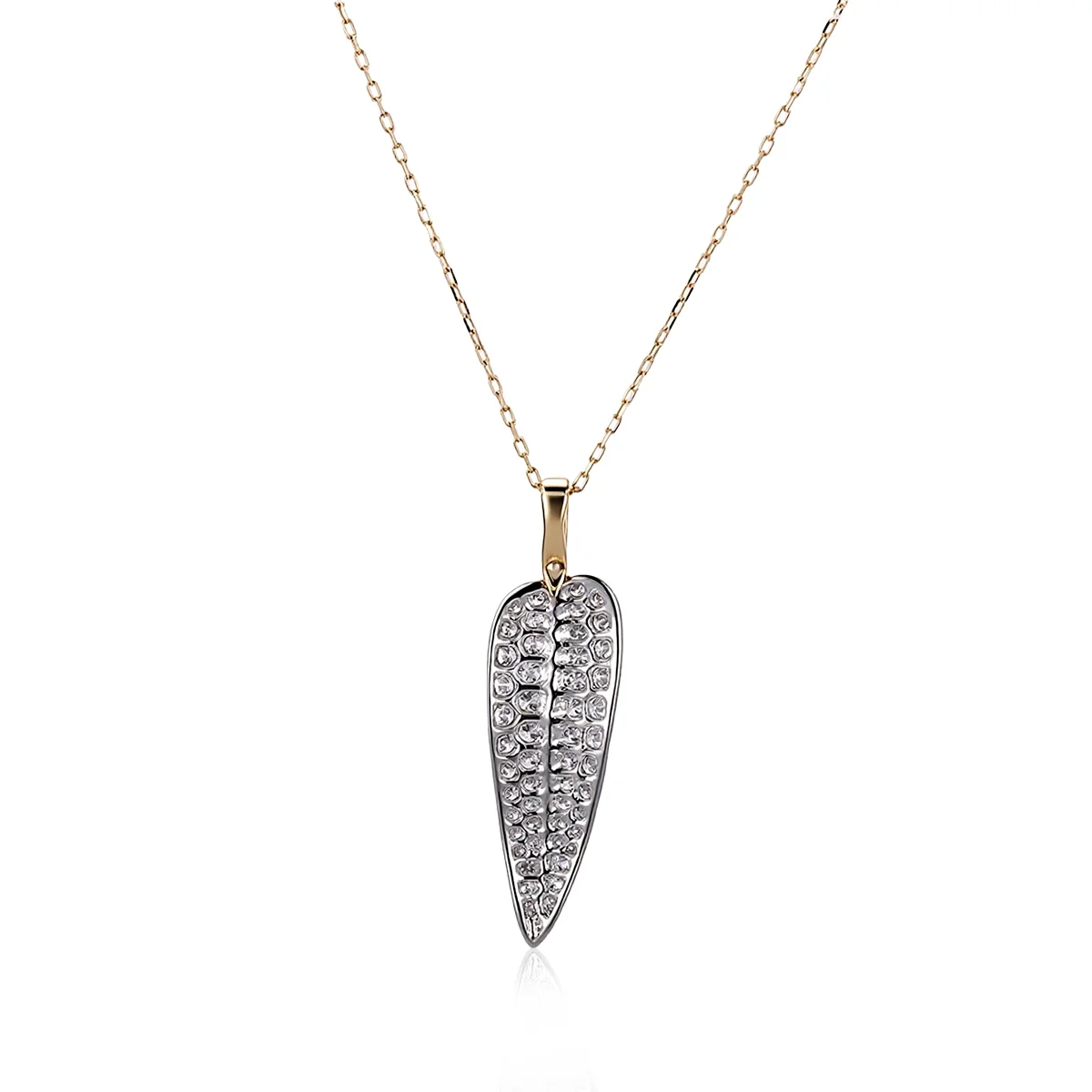 14k gold 0 62ct botanical leaf diamond pendant necklace 1 14k gold 0 62ct botanical leaf diamond pendant necklace 1