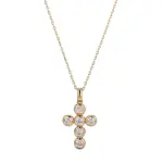 14k gold 0 93ct bubble cross diamond pendant necklace 1