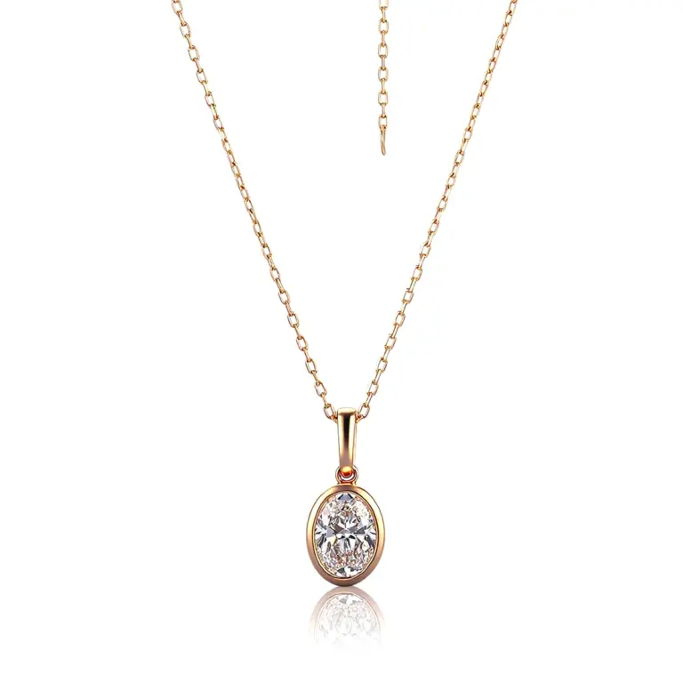 14k gold 1 05ct oval diamond swivel pendant necklace 1
