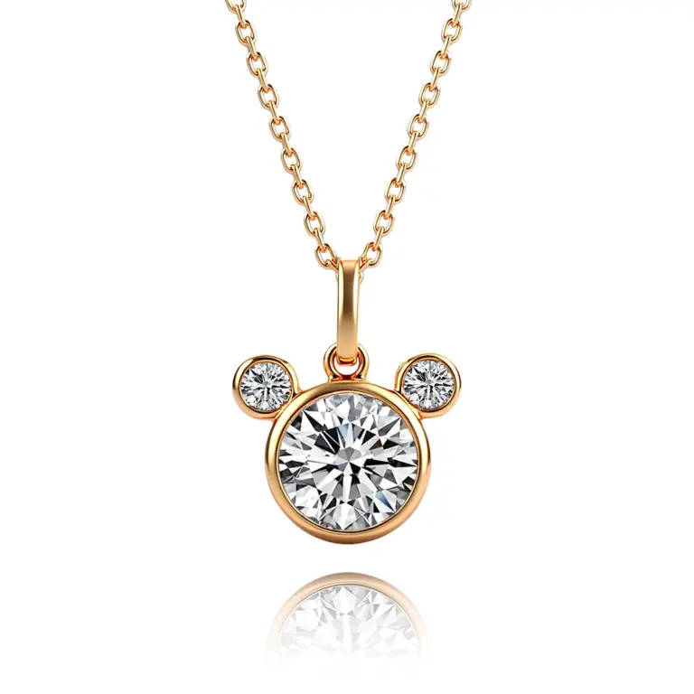 14k gold 1 5ct mickey diamond pendant necklace 1