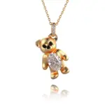 14k gold 1ct bear motif oval diamond pendant necklace 1