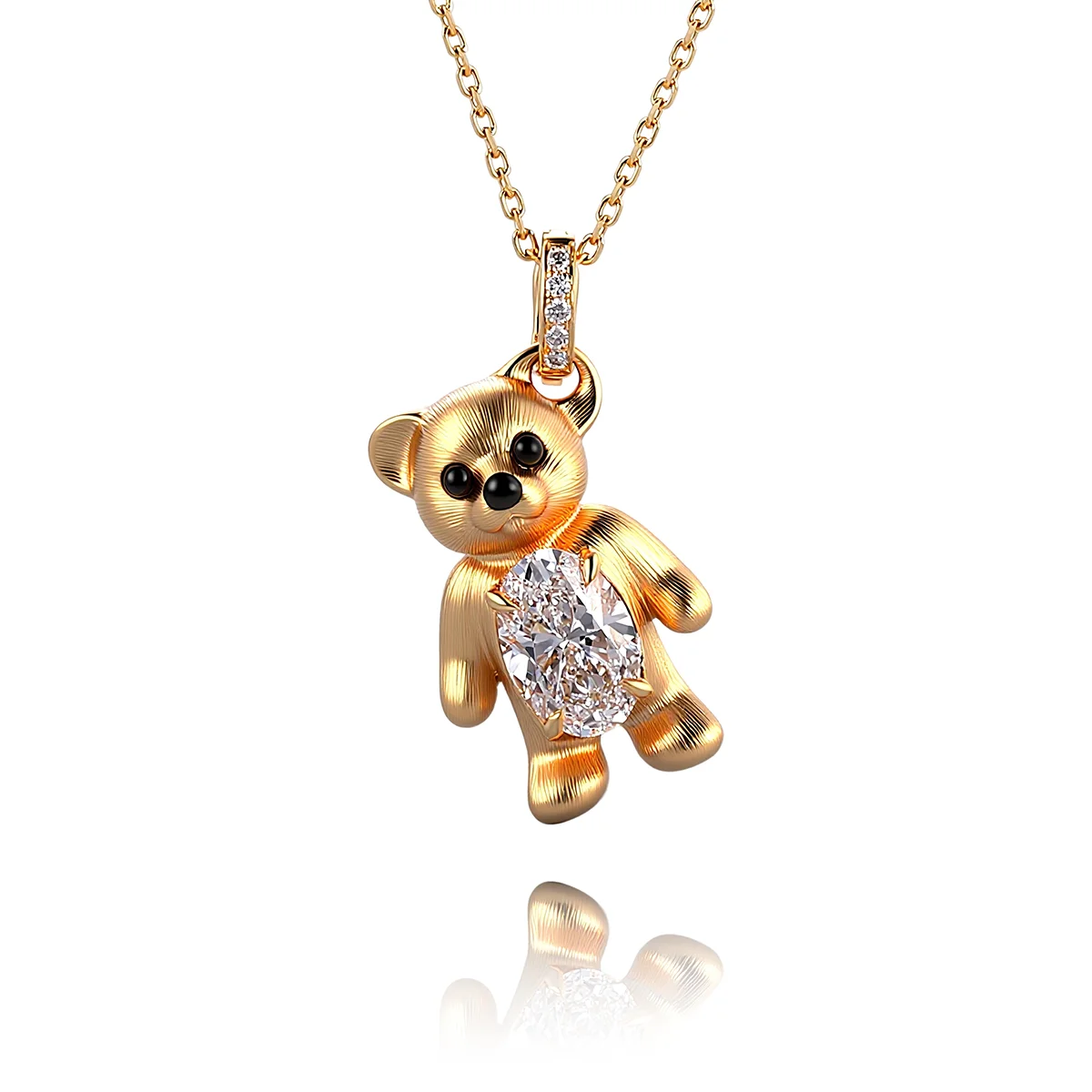 14k gold 1ct bear motif oval diamond pendant necklace 1 14k gold 1ct bear motif oval diamond pendant necklace 1