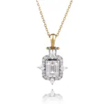 14k gold 1ct emerald cut diamond drop pendant necklace 1