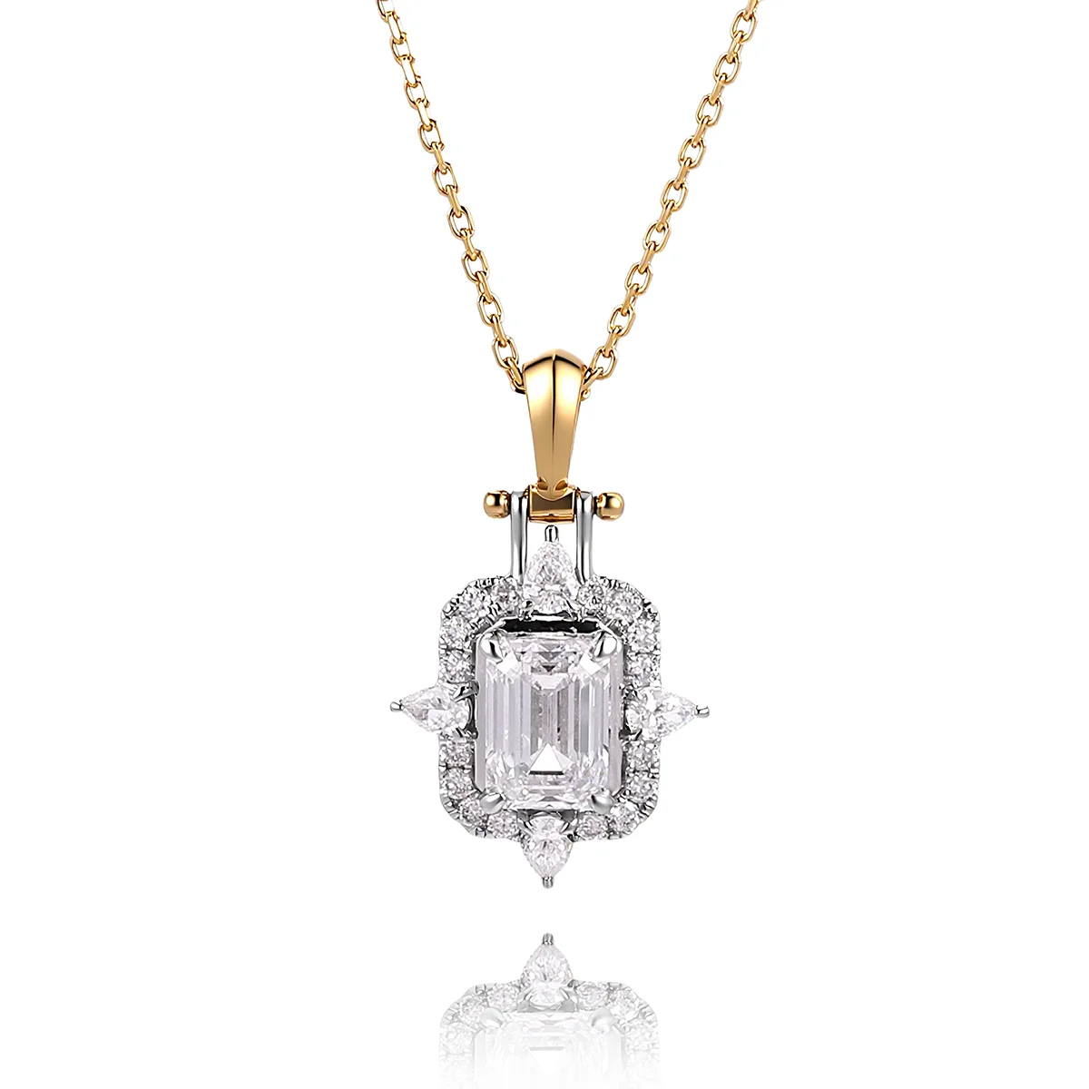 14k gold 1ct emerald cut diamond drop pendant necklace 1 14k gold 1ct emerald cut diamond drop pendant necklace 1
