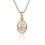 14k gold 1ct oval diamond classic pendant necklace 1