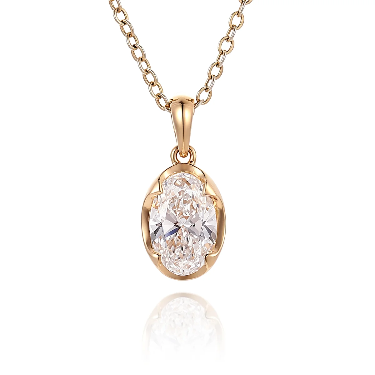 14k gold 1ct oval diamond classic pendant necklace 1 14k gold 1ct oval diamond classic pendant necklace 1