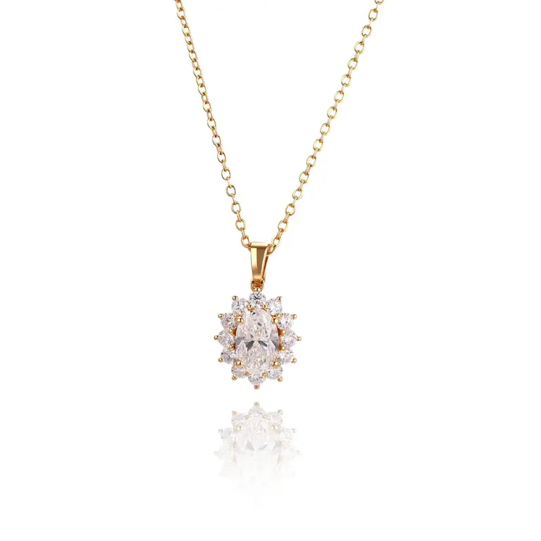 14k gold 1ct oval diamond minimal pendant necklace 1