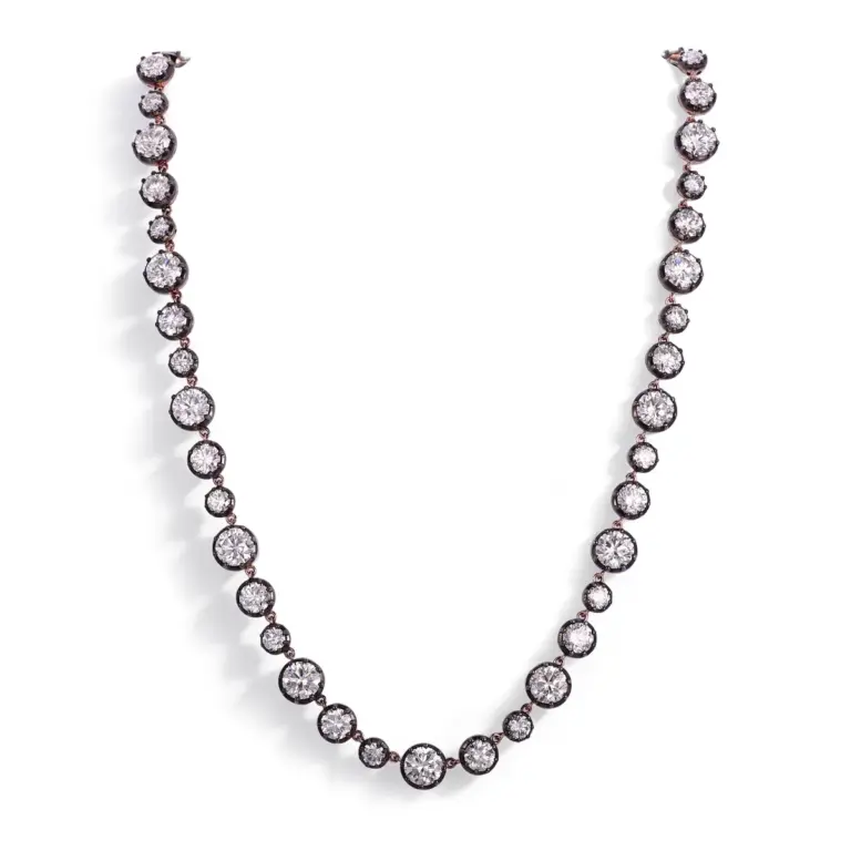 Collar de tenis de oro de 14k con diamantes redondos cultivados en laboratorio de 21,7 ct.