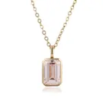 14k gold 2ct emerald cut diamond pendant necklace 1