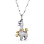 Collier pendentif en or 14 carats avec bébé alpaga et diamant 1