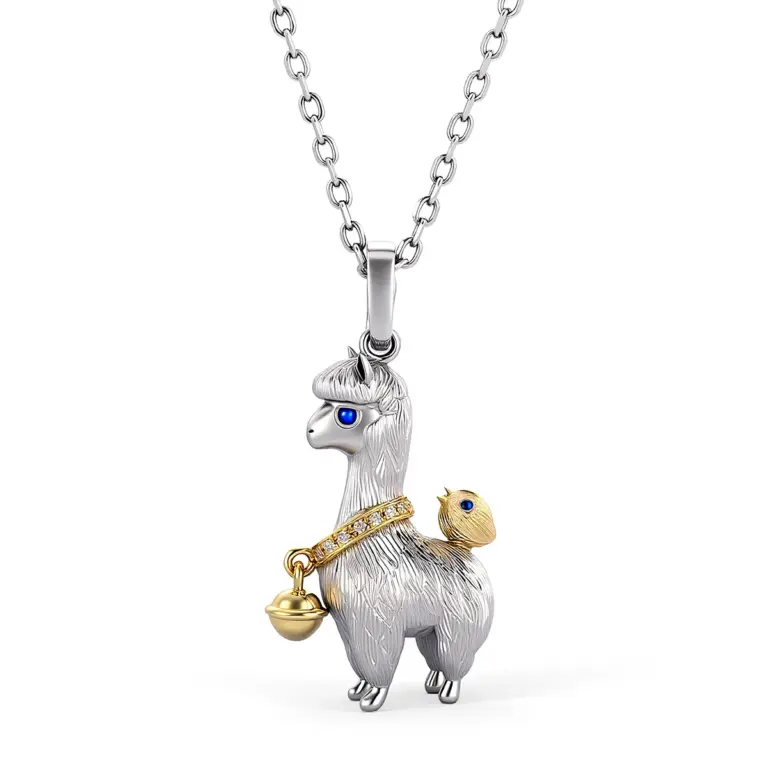 14k gold baby alpaca diamond pendant necklace 1