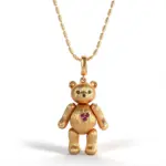 14k gold bear cub diamond pendant necklace 1