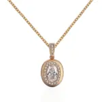 14k gold brushed finish 1 2ct oval diamond pendant necklace 1