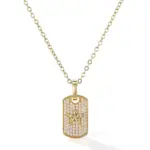 14k gold classic round diamond pendant necklace 1
