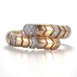 14k gold coiled snake diamond statement ring 1