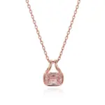 14k gold cushion pink lab grown diamond pendant necklace 1