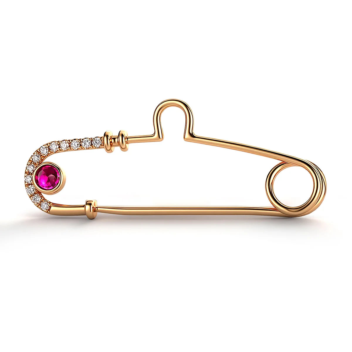 14k gold diamond brooch with ruby accents 1 14k gold diamond brooch with ruby accents 1