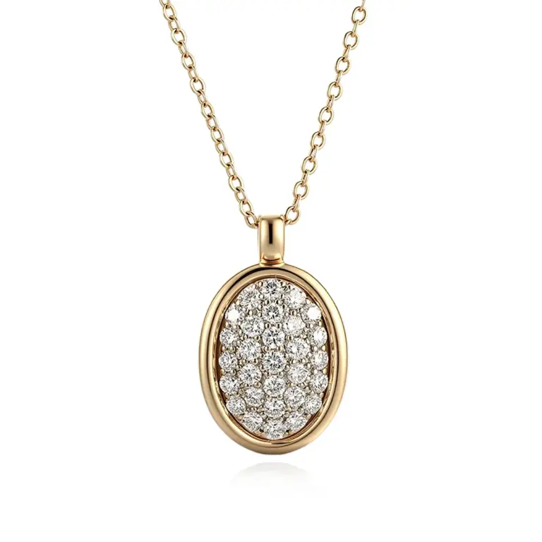 14k gold diamond cluster statement pendant necklace 1