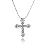 14k gold diamond cross pendant necklace 1