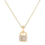14k gold diamond padlock pendant necklace 1