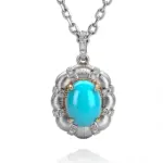 14k gold diamond pendant necklace with turquoise accents 1