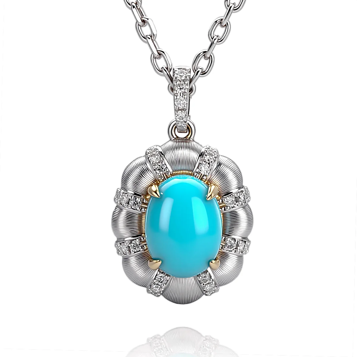 14k gold diamond pendant necklace with turquoise accents 1 14k gold diamond pendant necklace with turquoise accents 1