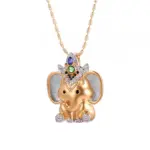 14k gold elephant diamond pendant necklace 1